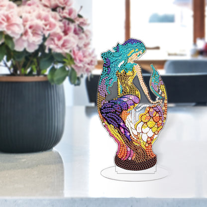 Lion Diamond Painting Desktop Ornaments Kit with Light for Office Desktop Decor