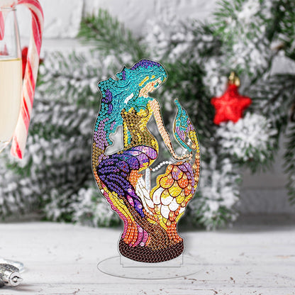 Lion Diamond Painting Desktop Ornaments Kit with Light for Office Desktop Decor