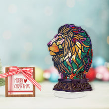 Load image into Gallery viewer, Lion Diamond Painting Desktop Ornaments Kit with Light for Office Desktop Decor
