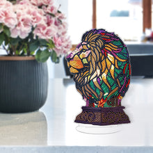 Load image into Gallery viewer, Lion Diamond Painting Desktop Ornaments Kit with Light for Office Desktop Decor
