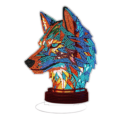 Lion Diamond Painting Desktop Ornaments Kit with Light for Office Desktop Decor