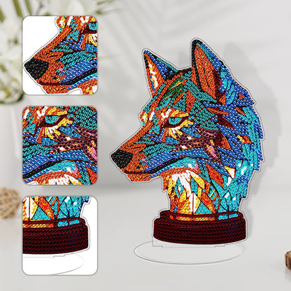 Lion Diamond Painting Desktop Ornaments Kit with Light for Office Desktop Decor