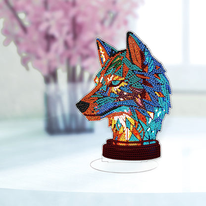 Lion Diamond Painting Desktop Ornaments Kit with Light for Office Desktop Decor