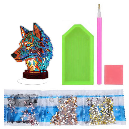 Lion Diamond Painting Desktop Ornaments Kit with Light for Office Desktop Decor