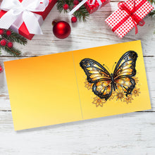 Load image into Gallery viewer, 6Pcs Christmas Butterfly Special Shape Diamond Painting Greeting Card (Yellow)
