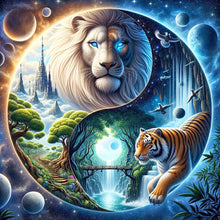 Load image into Gallery viewer, Diamond Painting - Full Round - Yin Yang diagram white lion and tiger (40*40CM)
