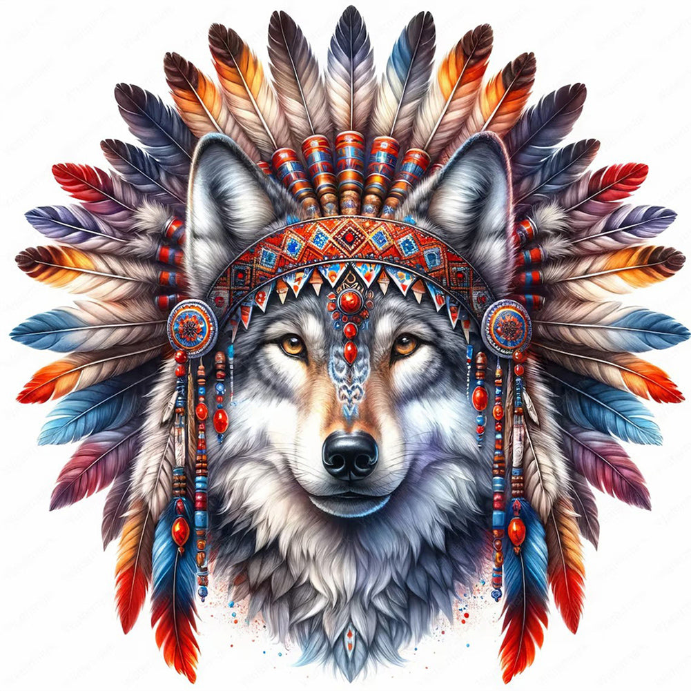 Diamond Painting - Full Round - Indian wolf head (40*40CM)
