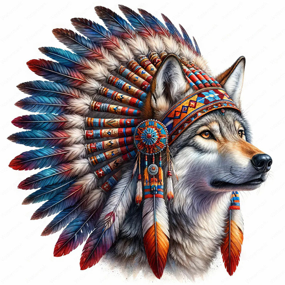 Diamond Painting - Full Round - Indian wolf head (40*40CM)