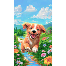 Load image into Gallery viewer, Diamond Painting - Full Round - dog running on grass (40*70CM)
