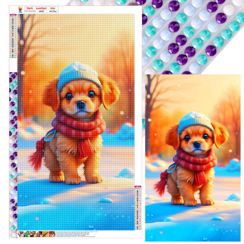 Diamond Painting - Full Round - Dog in the sunshine and snow (40*70CM)