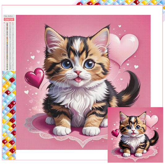 Diamond Painting - Full Square - Valentine's Day Love Cat (30*30CM)
