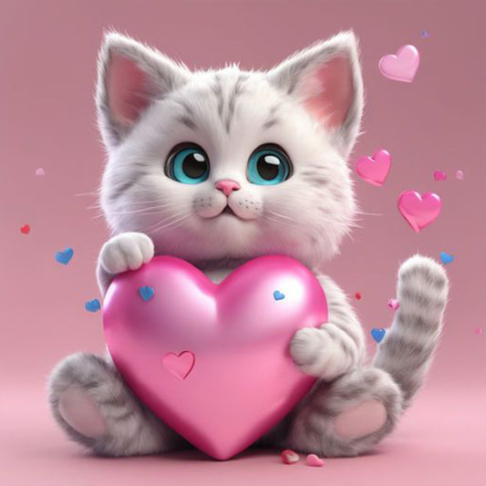 Diamond Painting - Full Square - Valentine's Day Love Cat (30*30CM)