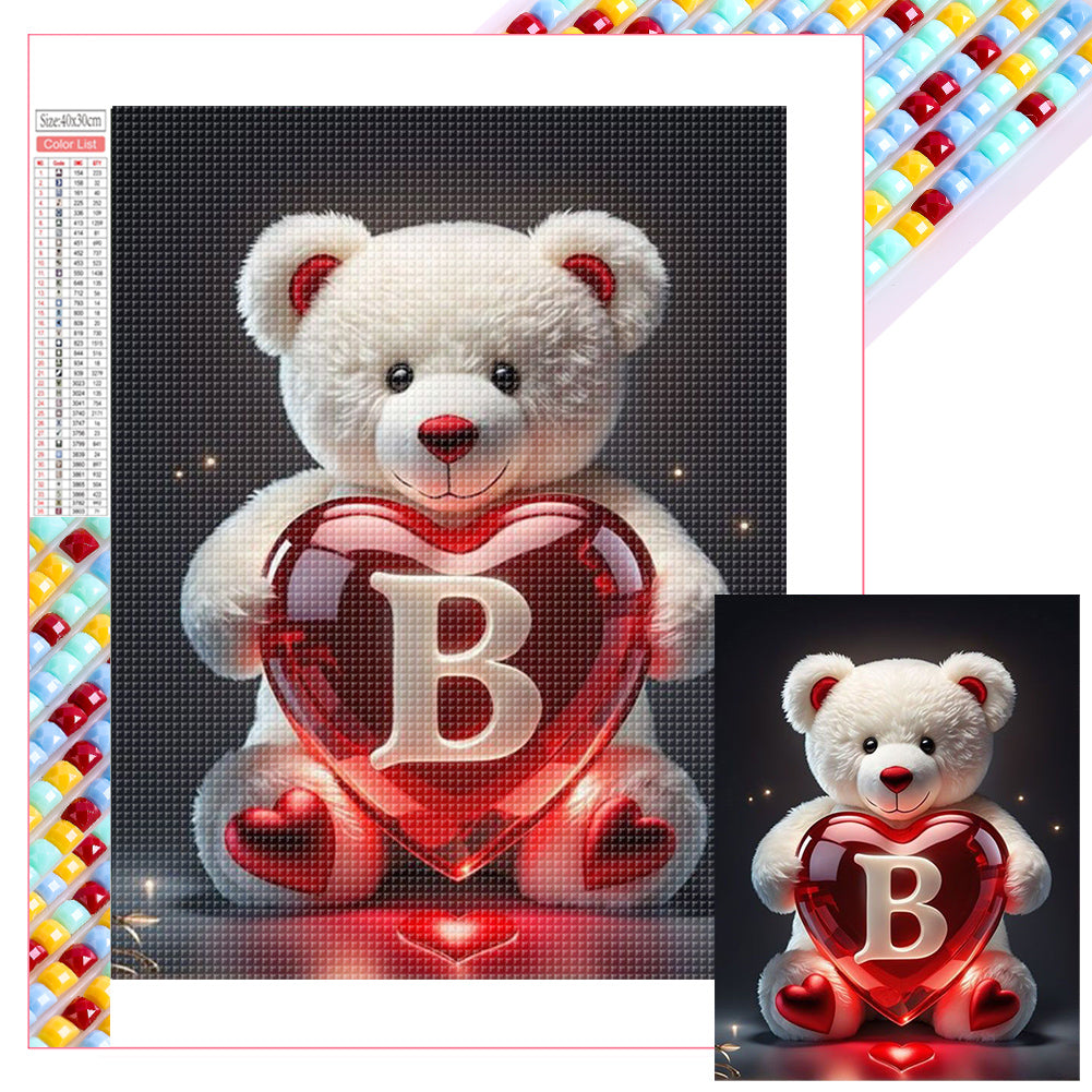 Diamond Painting - Full Square - 26 Letters Care Bear-B (30*40CM)