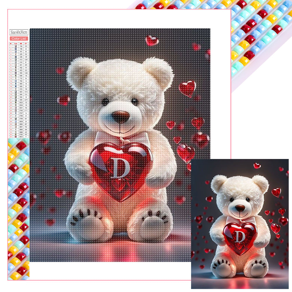 Diamond Painting - Full Square - 26 Letters Care Bear-D (30*40CM)