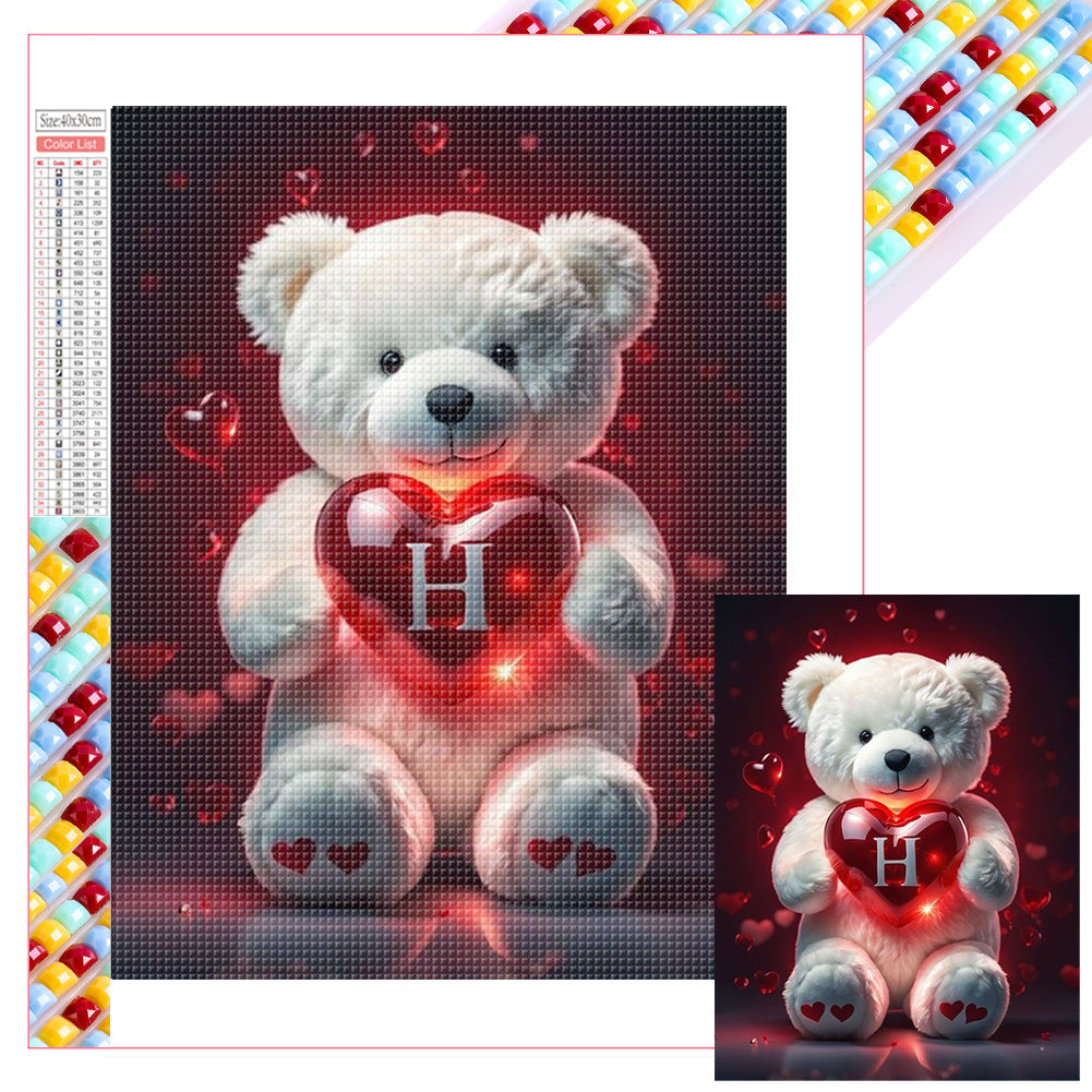 Diamond Painting - Full Square - 26 Letters Care Bear-H (30*40CM)