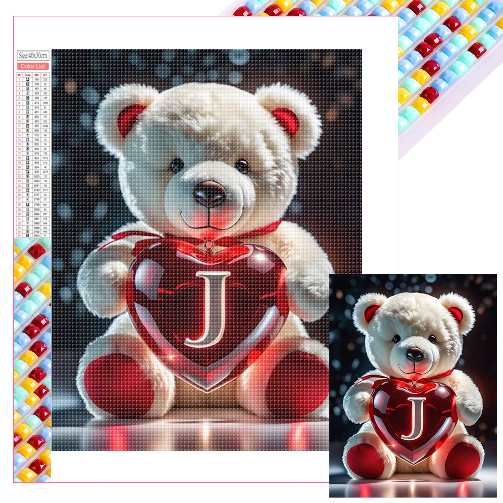 Diamond Painting - Full Square - 26 Letters Care Bear-J (30*40CM)