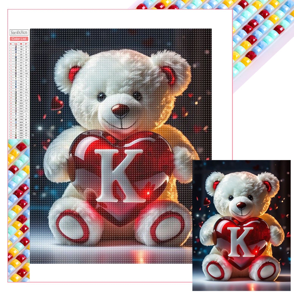 Diamond Painting - Full Square - 26 Letters Care Bear-K (30*40CM)
