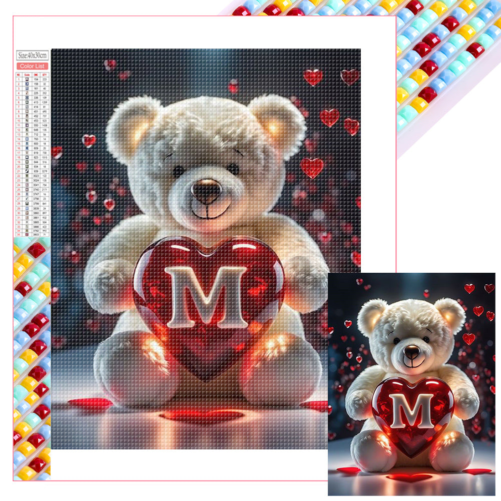 Diamond Painting - Full Square - 26 Letters Care Bear-M (30*40CM)