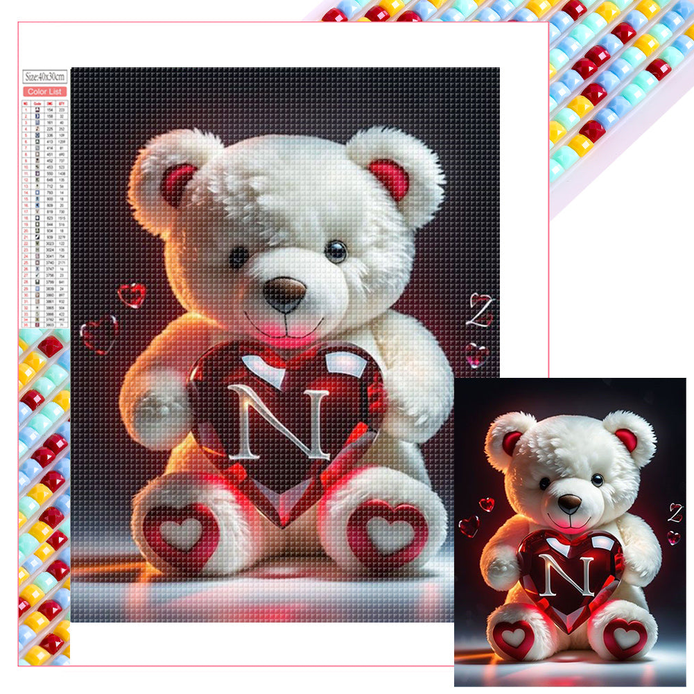 Diamond Painting - Full Square - 26 letter care bear-N (30*40CM)
