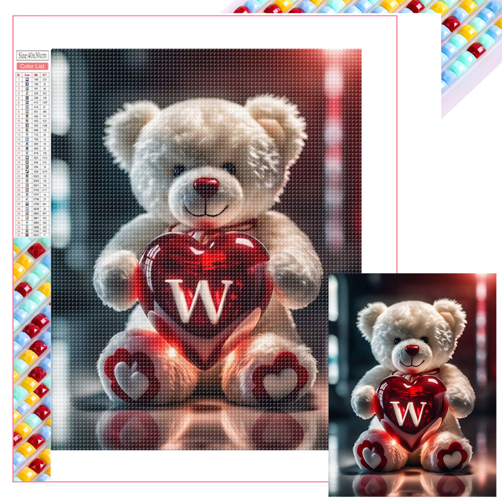Diamond Painting - Full Square - 26 letter care bear-W (30*40CM)