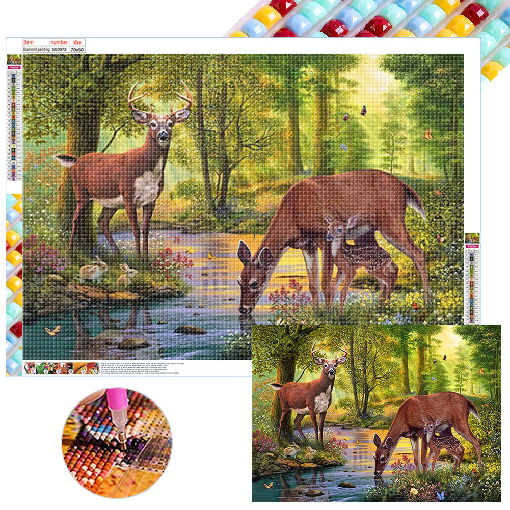Diamond Painting - Full Square - drinking deer (70*50CM)