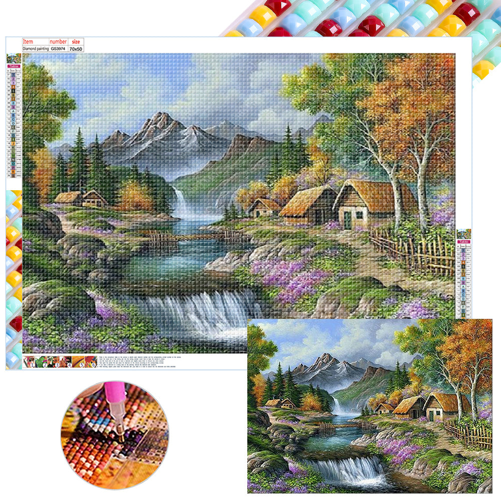Diamond Painting - Full Square - forest waterfall (70*50CM)