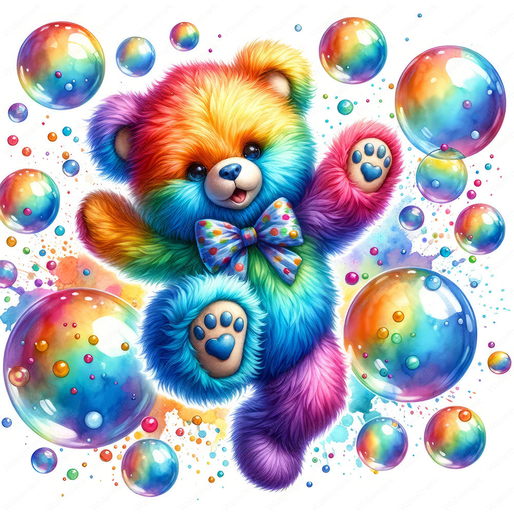 Diamond Painting - Full Round - rainbow bear (30*30CM)