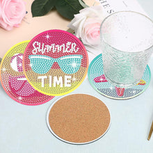 Load image into Gallery viewer, 8 Pcs Colourful Holiday Wooden Diamond Painting Coasters Kits Kit with Holder
