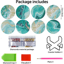 Load image into Gallery viewer, 8 Pcs Colourful Holiday Wooden Diamond Painting Coasters Kits Kit with Holder
