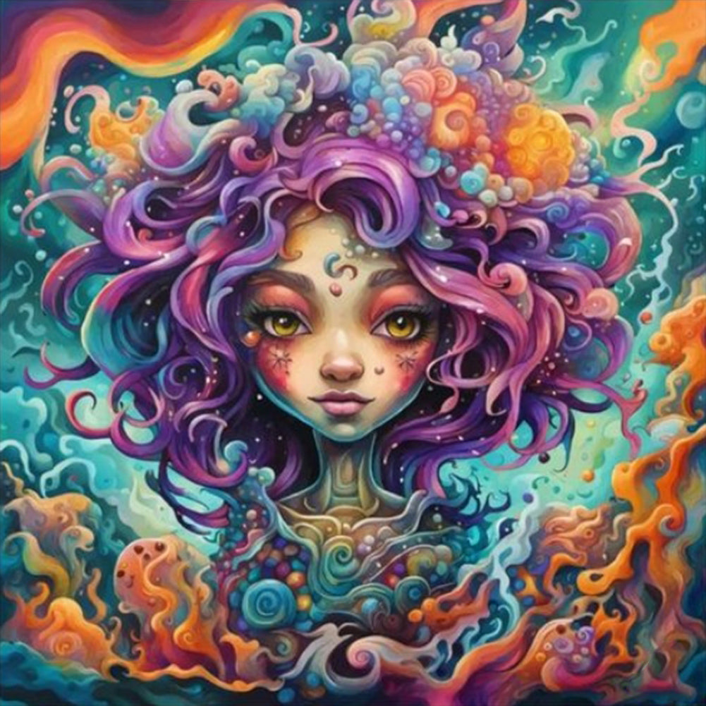 Diamond Painting - Full Round - abstract nature girl (40*40CM)