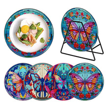 Load image into Gallery viewer, 4 Pcs Acrylic Butterfly Diamond Painted Placemats Thermal Insulation Placemat
