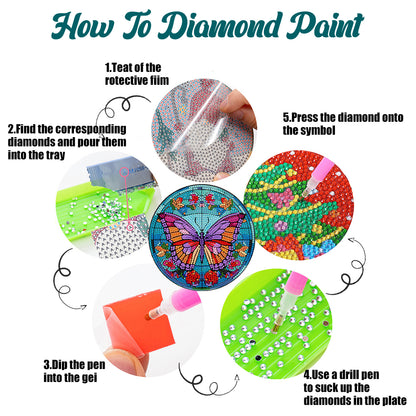 4 Pcs Acrylic Butterfly Diamond Painted Placemats Thermal Insulation Placemat