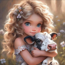 Load image into Gallery viewer, Diamond Painting - Full Round - Girl with big eyes and curly hair (30*30CM)
