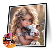 Load image into Gallery viewer, Diamond Painting - Full Round - Girl with big eyes and curly hair (30*30CM)
