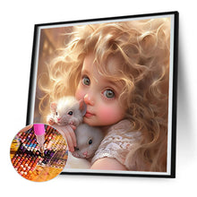 Load image into Gallery viewer, Diamond Painting - Full Round - Girl with big eyes and curly hair (30*30CM)
