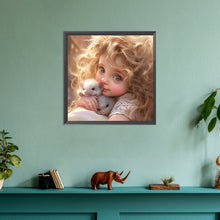 Load image into Gallery viewer, Diamond Painting - Full Round - Girl with big eyes and curly hair (30*30CM)
