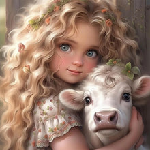 Load image into Gallery viewer, Diamond Painting - Full Round - Girl with big eyes and curly hair (30*30CM)
