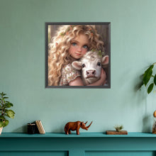 Load image into Gallery viewer, Diamond Painting - Full Round - Girl with big eyes and curly hair (30*30CM)
