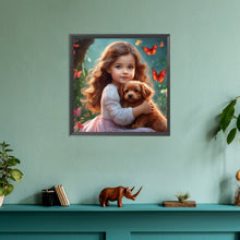 Load image into Gallery viewer, Diamond Painting - Full Round - Girl with big eyes and curly hair (30*30CM)
