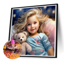 Load image into Gallery viewer, Diamond Painting - Full Round - Girl with big eyes and curly hair (30*30CM)
