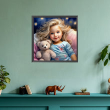 Load image into Gallery viewer, Diamond Painting - Full Round - Girl with big eyes and curly hair (30*30CM)
