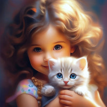 Load image into Gallery viewer, Diamond Painting - Full Round - Girl with big eyes and curly hair (30*30CM)
