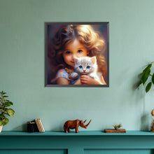 Load image into Gallery viewer, Diamond Painting - Full Round - Girl with big eyes and curly hair (30*30CM)
