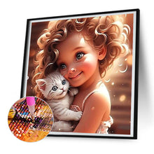 Load image into Gallery viewer, Diamond Painting - Full Round - Girl with big eyes and curly hair (30*30CM)
