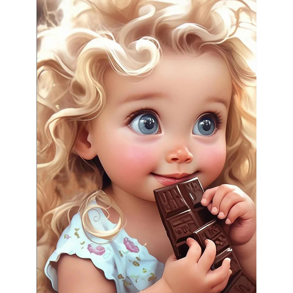 Diamond Painting - Full Round - curly hair big eyed girl (30*40CM)