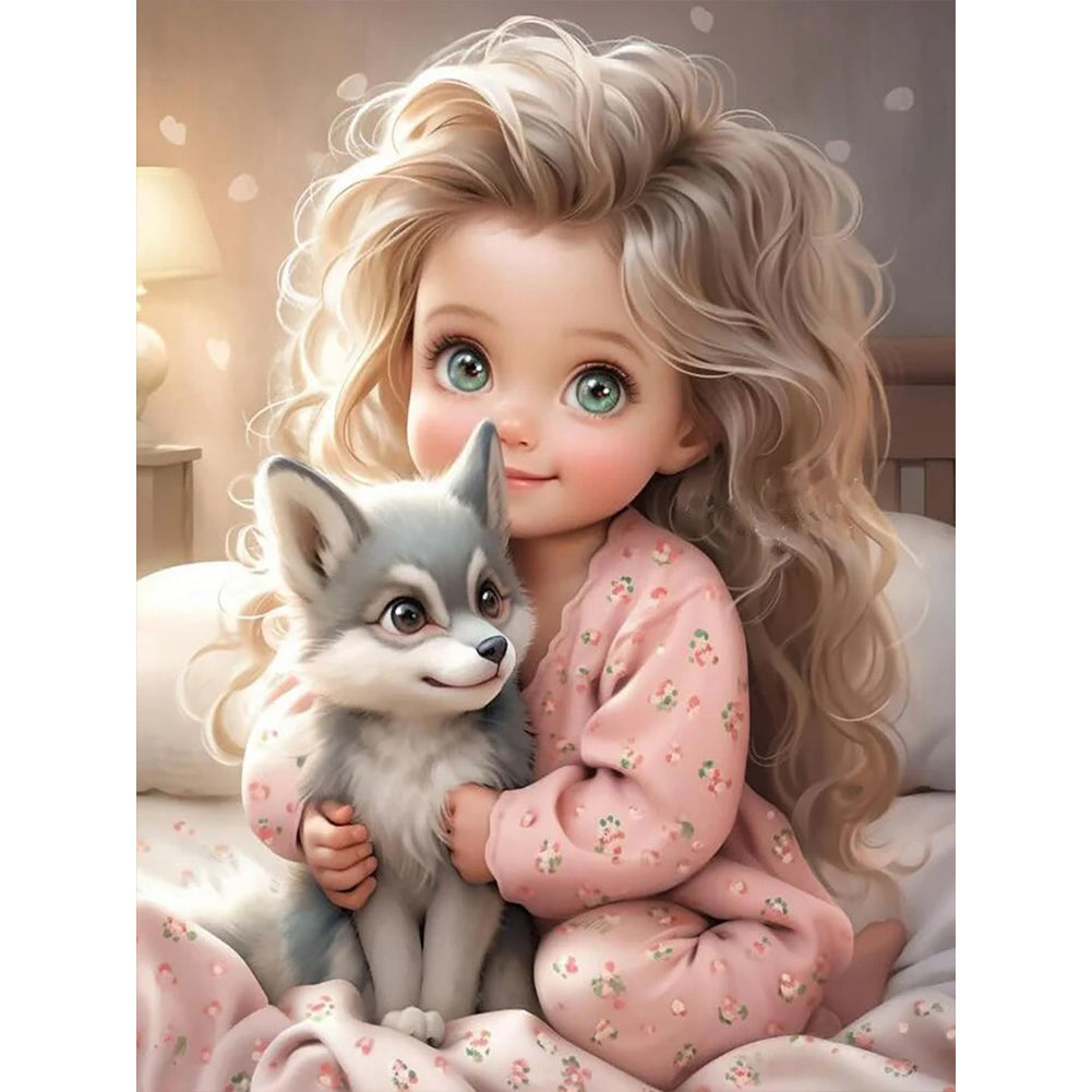 Diamond Painting - Full Round - curly hair big eyed girl (30*40CM)