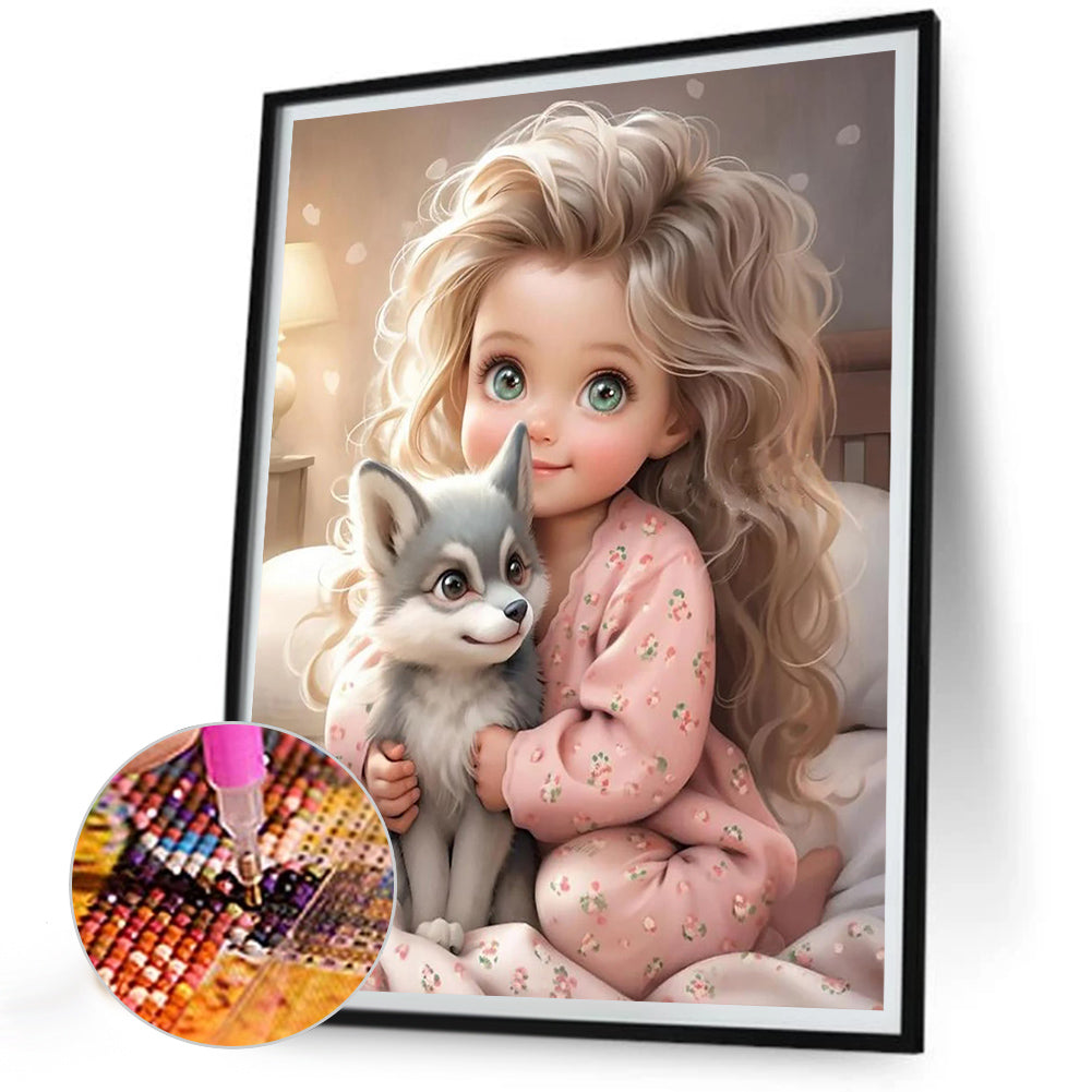 Diamond Painting - Full Round - curly hair big eyed girl (30*40CM)