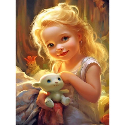 Diamond Painting - Full Round - curly hair big eyed girl (30*40CM)