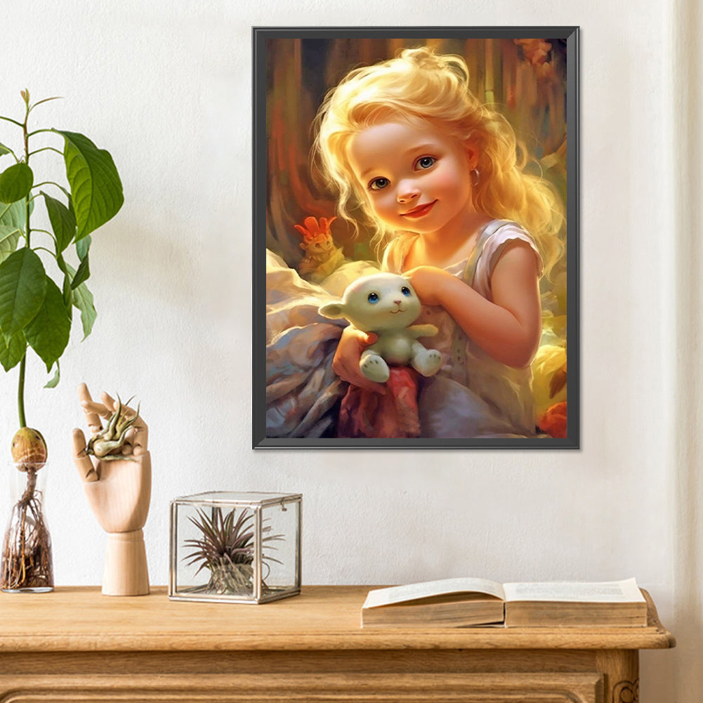 Diamond Painting - Full Round - curly hair big eyed girl (30*40CM)