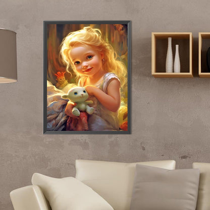 Diamond Painting - Full Round - curly hair big eyed girl (30*40CM)